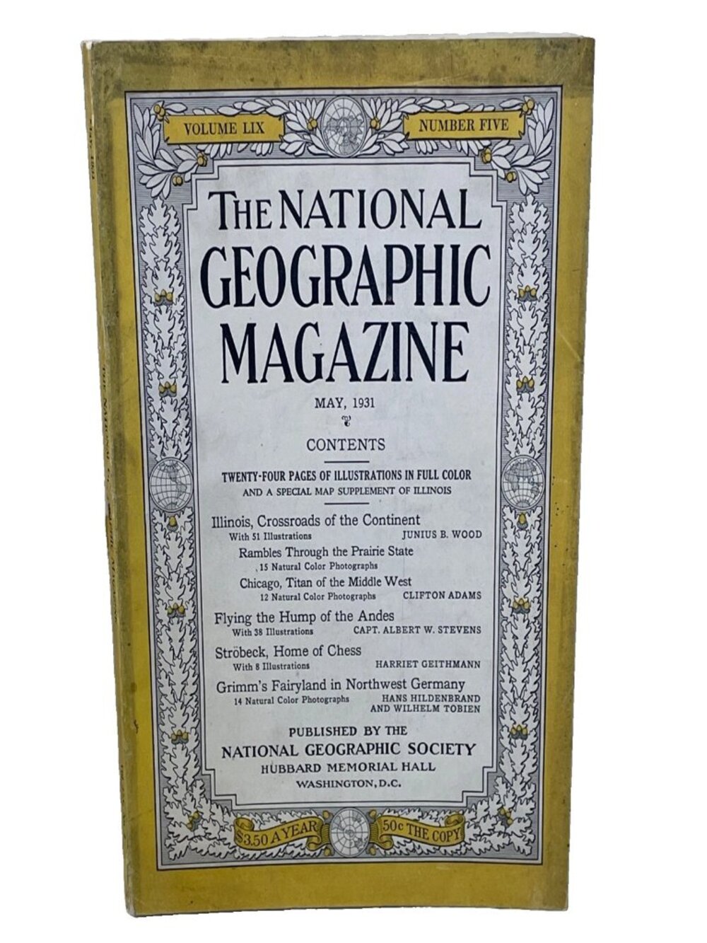 National Geographic May 1931 Vol 59 No 5 Illinois Chicago Map Insert Earth Curve